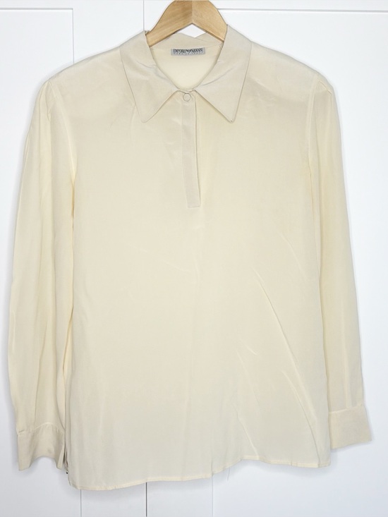 Emporio Armani Tops - EMPORIO ARMANI Emporio Armani silk blouse 46 10 medium large cream ivory career